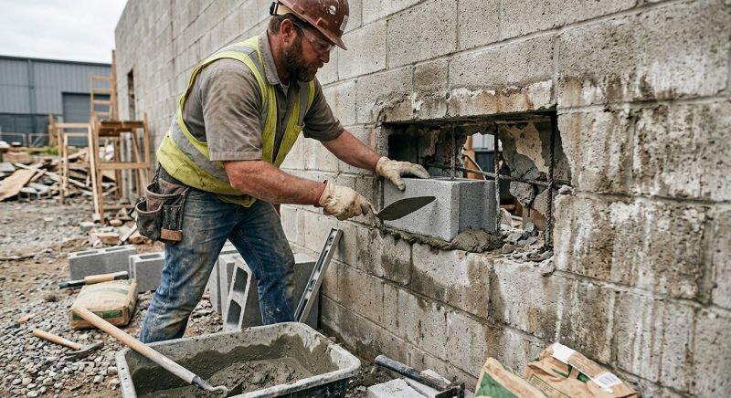 Cinder Block Wall Repair in La Jolla, CA