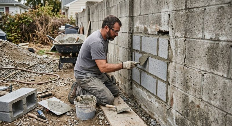 Cinder Block Wall Repair in San Marcos, CA