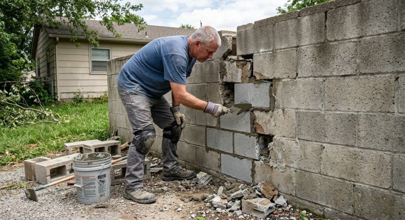 Cinder Block Wall Repair in Solana Beach, CA