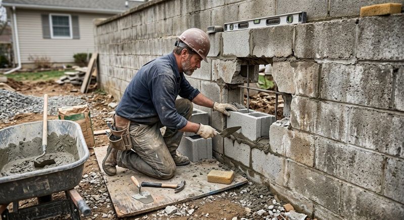 Cinder Block Wall Repair in Valley Center, CA